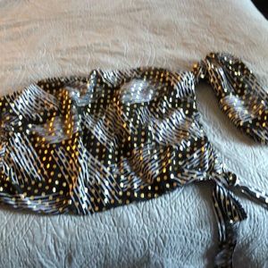 Elegant Printed Black and Gold Halter Top